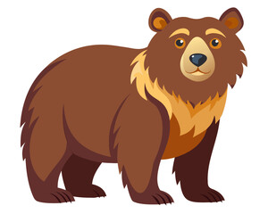 Fototapeta premium Cute brown bear standing in a simple cartoon style