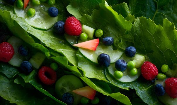  fresh leafy spinach and chopped kale as a base layer