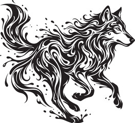 Obraz premium Flowing ink wolf profile abstract silhouette wildlife liquid art vector - Adobe Illustrator Artwork