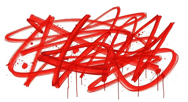 Abstract red graffiti art with drippy spray paint effect, energetic and expressive street art