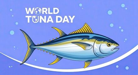 Fototapeta premium World Tuna Day May 2 Underwater Tuna Fish Illustration
