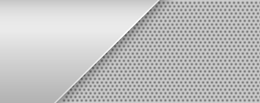 Silver gray background with dotted pattern, halftone abstract banner.