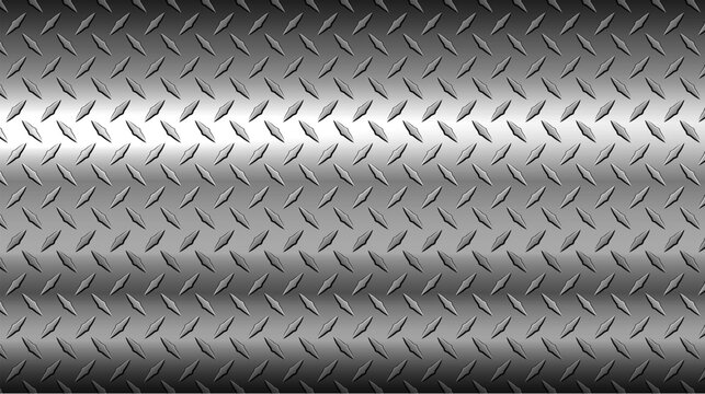 SIlver banner with diamond plate pattern, shiny steel metal sheet texture industrial background.