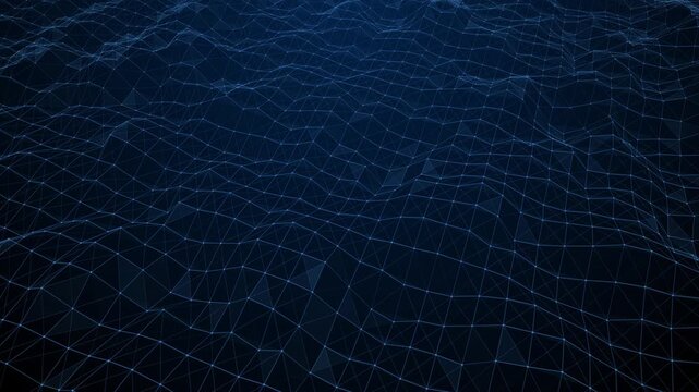 Digital mesh waves with points and links. Ai technology network surface. Abstract technology big data.