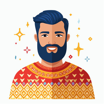 Man with Beard and Festive Sweater