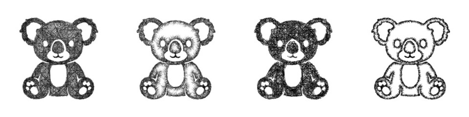 Sketch toy koala icon design set © David Zydd