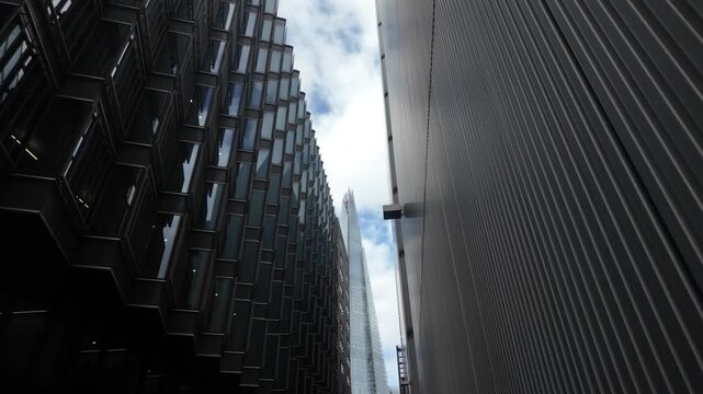 London's financial district featuring the shard skyscraper, a prominent landmark representing the city's robust economy, corporate finance, and modern business architecture
