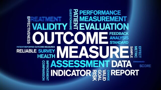 Outcome Measure animated word cloud-text design animation tag kinetic typography seamless loop.