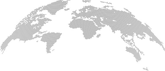 Fototapeta premium Curved dotted world map in Black