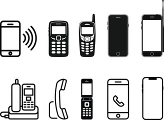 Evolution of mobile phones a collection of handheld device silhouettes over time © Md