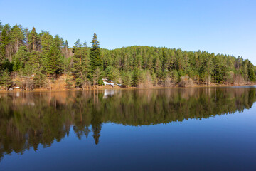 Obraz premium Bozcaarmut Pond and its View / Bilecik