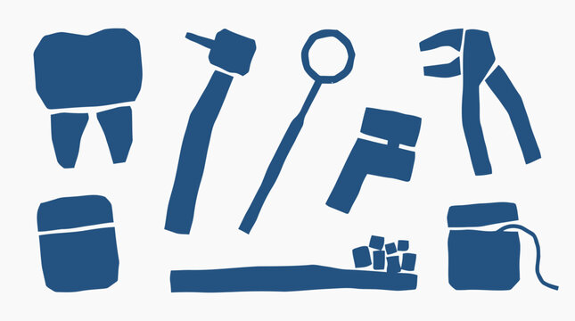 Dental care illustration featuring tooth, toothbrush, dental floss, and dentist tools for oral hygiene and healthy smile concept