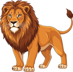 Majestic lion standing full body with detailed mane wildlife animal illustration realistic savanna predator vector isolated on white background © MdSifat