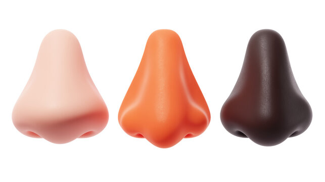 Modern 3D cartoon noses set isolated on transparent background