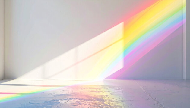 Prism Light- Rainbow light diffraction on a plain white wall