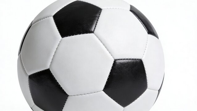  features a classic soccer ball with a traditional black and white pattern. The ball is composed of hexagonal and pentagonal panels, with the hexagons in white and the pentagons in black, creating a d