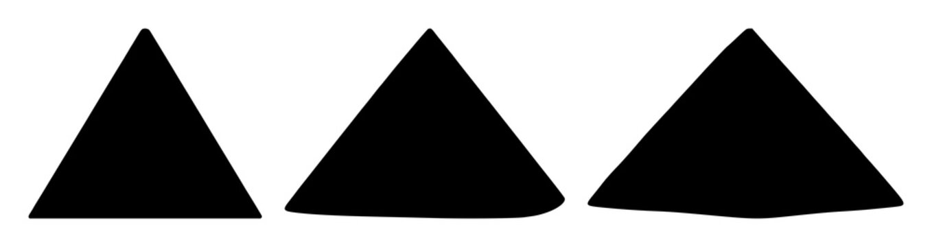 Pyramids set with black silhouette on white background featuring ancient, geometric, iconic with archaeology and mystique.