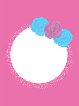 Pink Roses with circle frame design background 