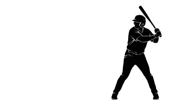 Black silhouette of a baseball player holding a bat