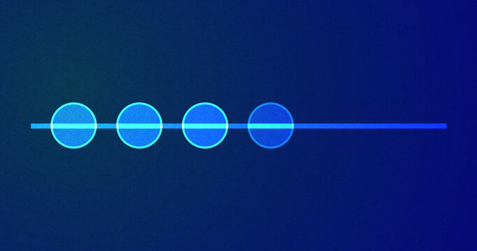 Bluish creative network timeline growth chart with circles blinking. Tech company sales projection connected trunk like nodes chart. Corporate diagram showing data flow from one branch to another.