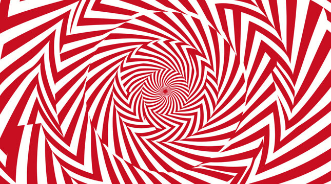 Vibrant red and white optical illusion pattern.