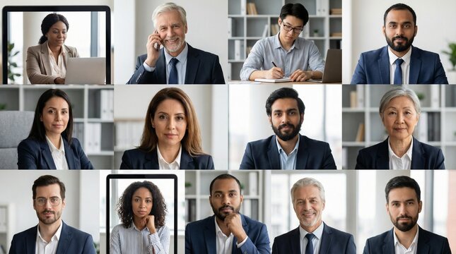 Professional Video Conference Call Portrait Collage