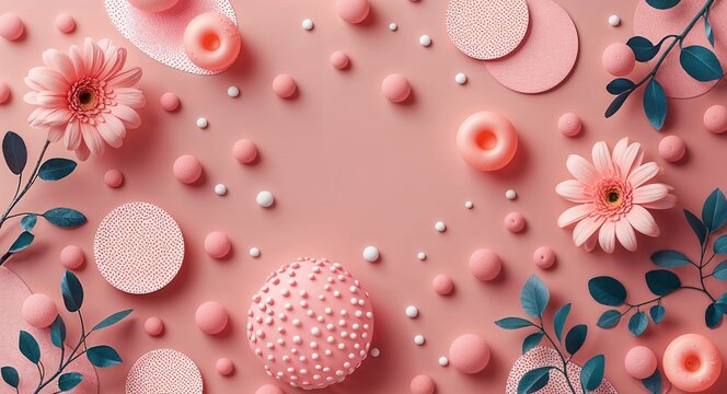 Peachy pink playful dotted patterns design elements poster templates for creative graphic design
