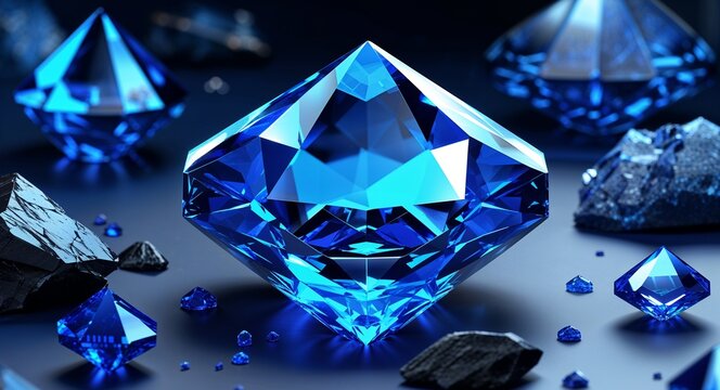 Sapphire blue crystalline vector design elements poster templates for creative graphic design