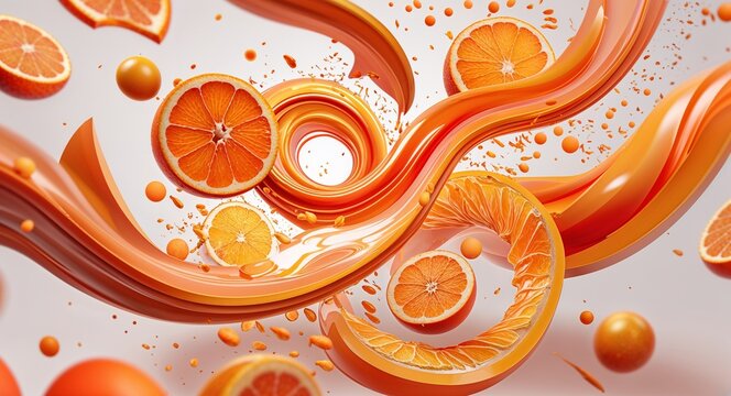 Tangerine orange energetic swirl design elements poster templates for creative graphic design
