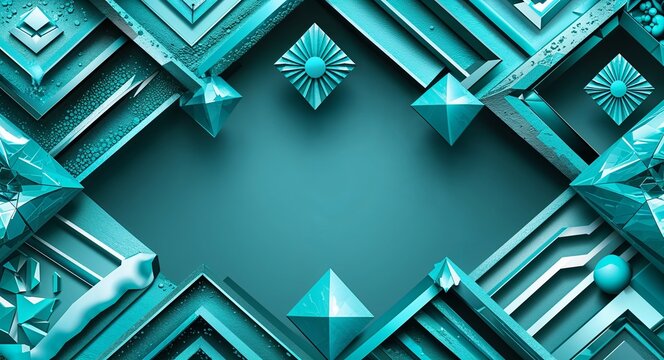 Turquoise icy geometric patterns design elements poster templates for creative graphic design