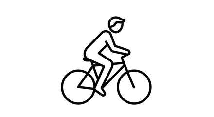 Fototapeta premium Title: Cyclist Riding Bicycle Line Icon Vector – Sports Cycling Minimal Outline Illustration