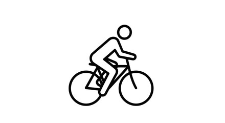Fototapeta premium Title: Cyclist Riding Bicycle Line Icon Vector – Sports Cycling Minimal Outline Illustration