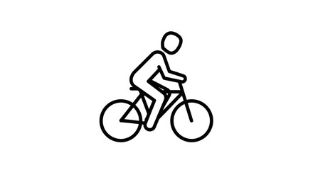 Obraz premium Title: Cyclist Riding Bicycle Line Icon Vector – Sports Cycling Minimal Outline Illustration