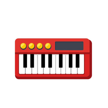 Red Keyboard Instrument with Yellow Buttons Icon