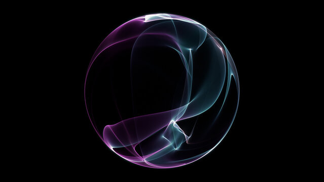 Abstract glowing sphere, purple cyan energy orb, digital wave lines, futuristic technology ball, plasma light effect, data visualization concept, modern sci fi background, 4K loop 60fps