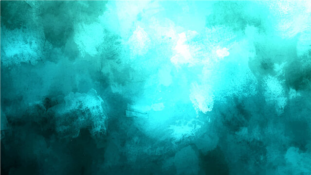 Abstract Vector teal watercolor texture with gradient blue paint and creative artistic modern element for background or backdrop.