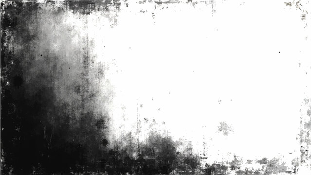 Abstract Vector grunge texture with black ink blotches and paint stains in textured old paper sheet with worn edges and artistic background.