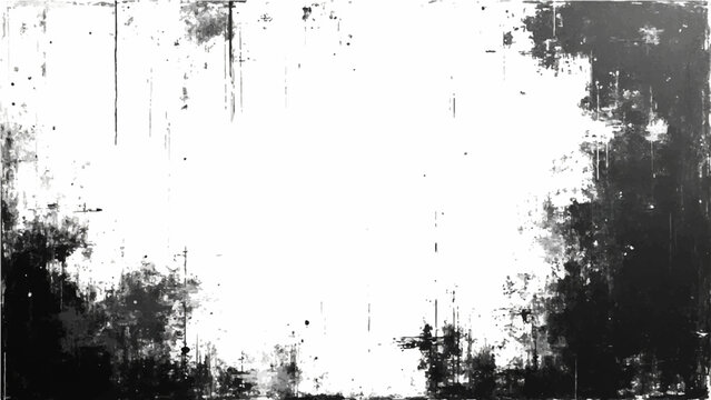 Abstract Vector Grunge distressed monochrome border with black splatters and scratches creating an artistic frame and abstract texture and rough edged background.