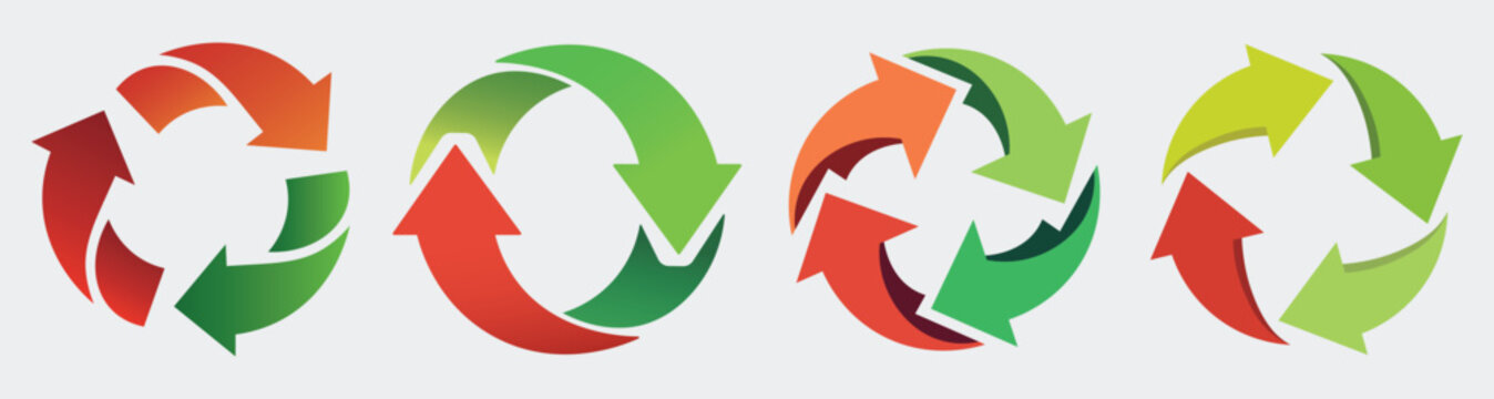 Circle arrows diagram infographic set. Circular arrows with 2-5 steps, options. Process chart, cycle diagram for business presentation, report, brochure. vector