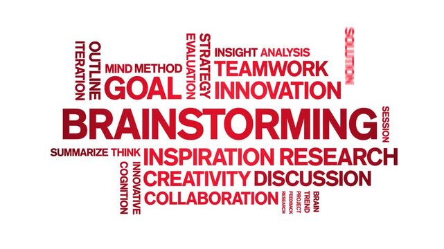 Brainstorming animated word cloud-text design animation tag kinetic typography seamless loop.