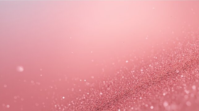 A soft pink glitter background with a gradual spread of sparkling particles and bokeh effects, sweet rainbow pink background