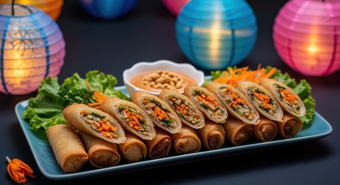 Delicious Spring Rolls with Dipping Sauce