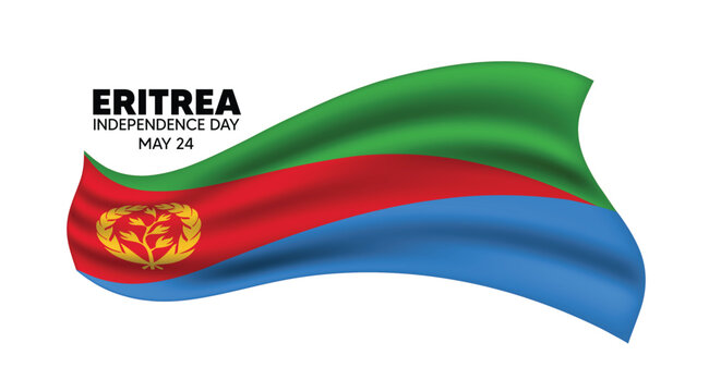 Eritrea independence day poster with waving flag patriotic celebration design vector illustration