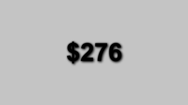 Dollar counting animation from zero to five hundred on a black background, 0 to 500 dollar money counter animation with alpha channel in 4k.