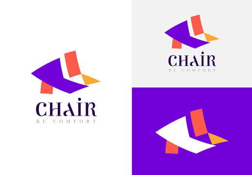 Chair Furniture Logo Template Abstract Modern Interior Brand Identity Design