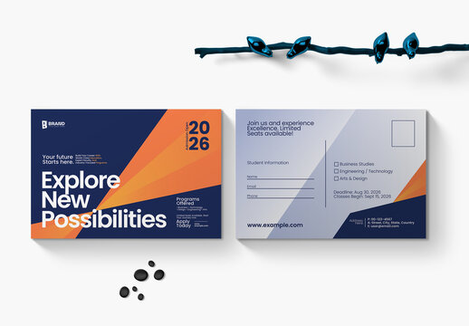 Education Admission Postcard Template Layout