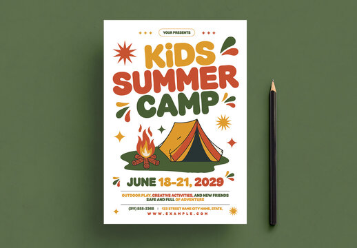 Kids Summer Camp Flyer Design
