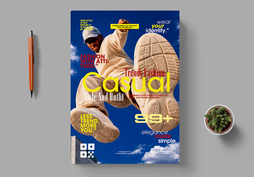 Trendy Casual Fashion Poster With Urban Street Style And Modern Magazine Cover Design