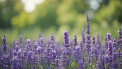 Obraz premium Background of a Wild Lavender Field with Depth Blur