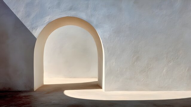 Minimal Arch Interior with Warm Light Elegant Space